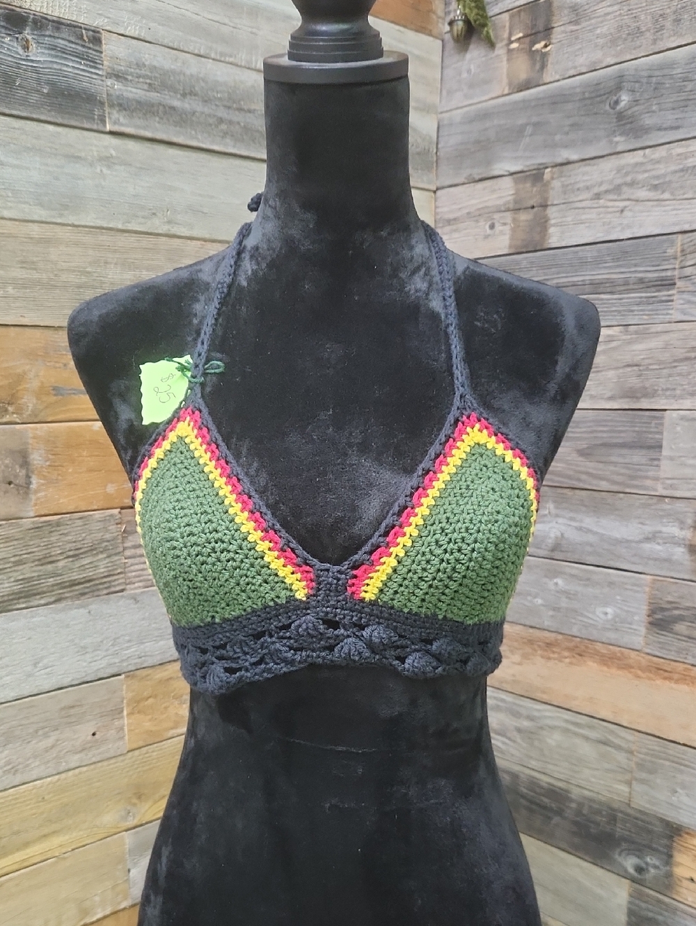 Handmade Black Crocheted Halter Top